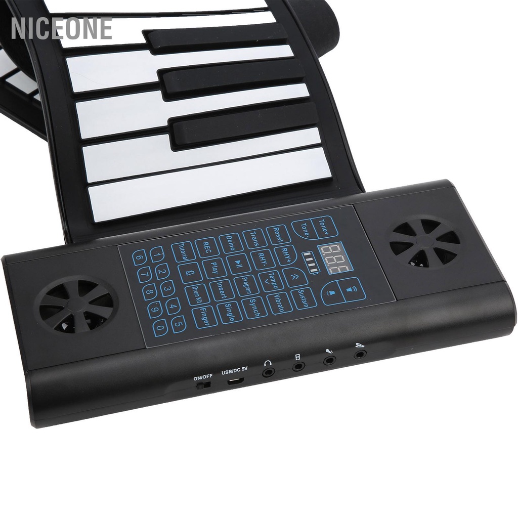 NiceOne  Bàn phím mềm Đàn piano 61‑Bàn cuộn lên Loa Bluetooth kép có thể sạc lại bằng silicon 100‑240V cmman