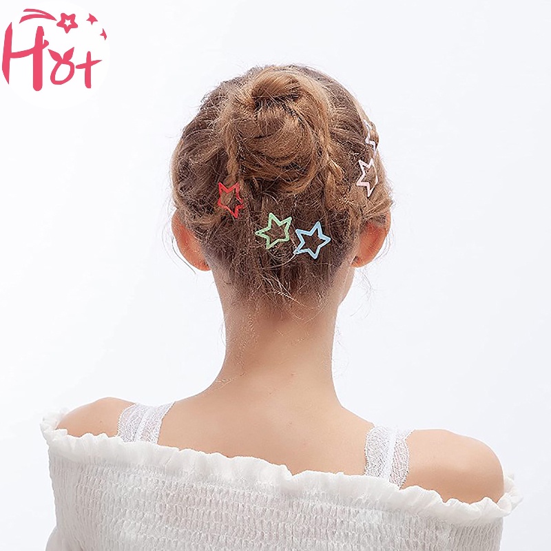 Set 10 Kẹp Tóc Kim Loại Hình Ngôi Sao Nhiều Màu Sắc Dễ Thương Cho Nữ vn