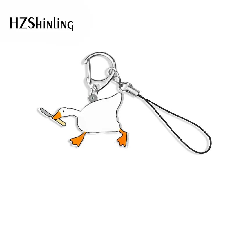 Móc khóa Game Untitled Goose Acrylic hình con vịt dễ thương Phụ kiện trang trí túi xách Balo