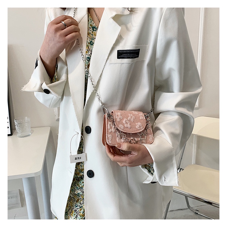 Caiyunyu Túi Xách mini Phối Dây Xích Đeo Vai Cá Tính Cho Nữ