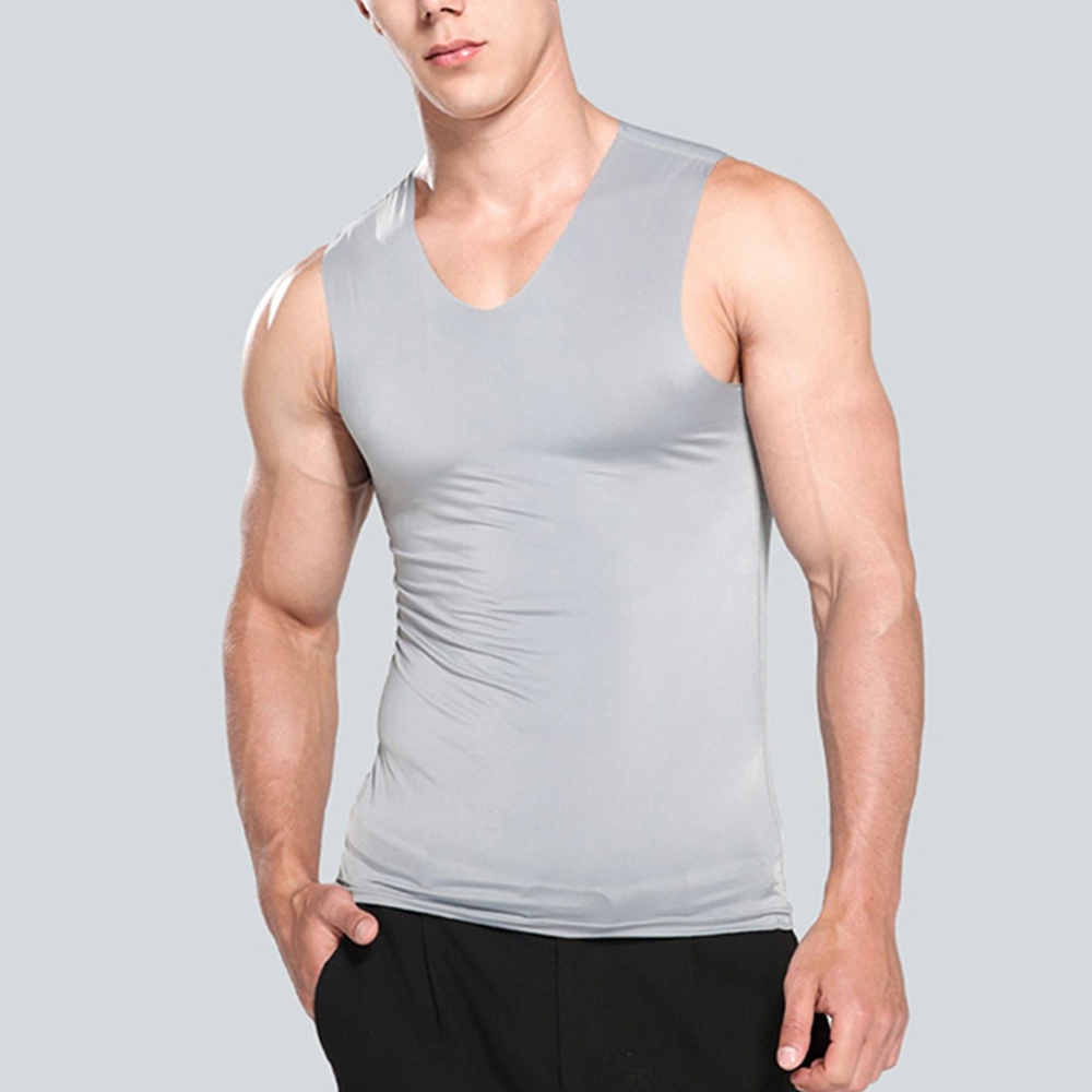 Áo Thun Lụa Lạnh Dáng Ôm Thoải Mái Thời Trang Mùa Hè Tập Thể Dục Thể Thao Dành Cho Nam