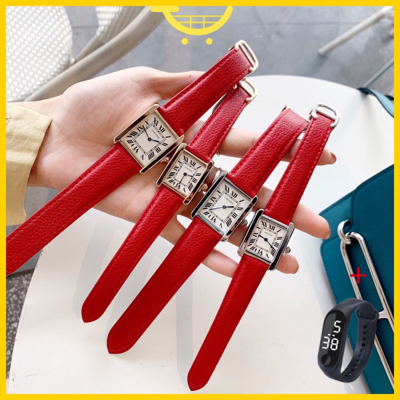 Đồng hồ nữ Đồng Hồ Đeo Tay Máy quartz Mặt Vuông Dây Da Phong Cách retro Cho Cặp Đô 101049
