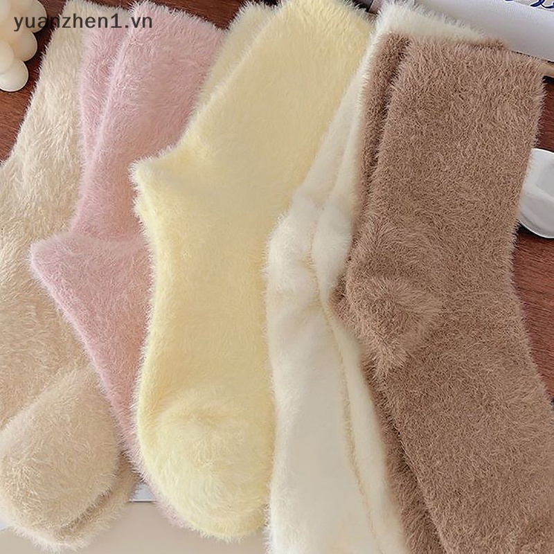 Vớ Nhung San Hô Lông Xù Dày Co Giãn Giữ Ấm Mùa Thu Đông Cho Nữ vn