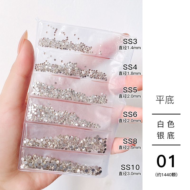 Túi Đựng Hạt Kim Cương / Kim Cương / Đá Kim Cương Thủy Tinh / Kim Cương Nhiều Màu Sắc Đế Phẳng 6 Lỗ ab