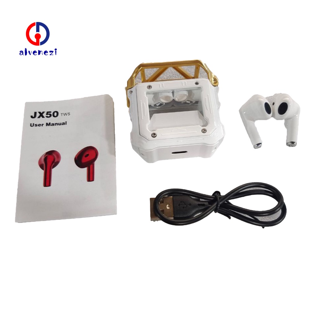Alvenezi 1 set Tai Nghe Không Dây jx50 hifi Có Nắp Bật Chống Nhiễu Âm Thanh Không Dây bluetooth 53