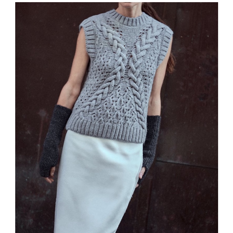 Zara Áo Dệt Kim Sát Nách Cổ Tròn Thời Trang Thu Đông 235802119