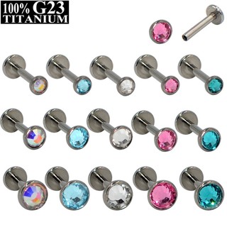 1 bông tai đinh tán g23 bằng titan cz, đính đá cz, hình ốc sên, đeo vành tai