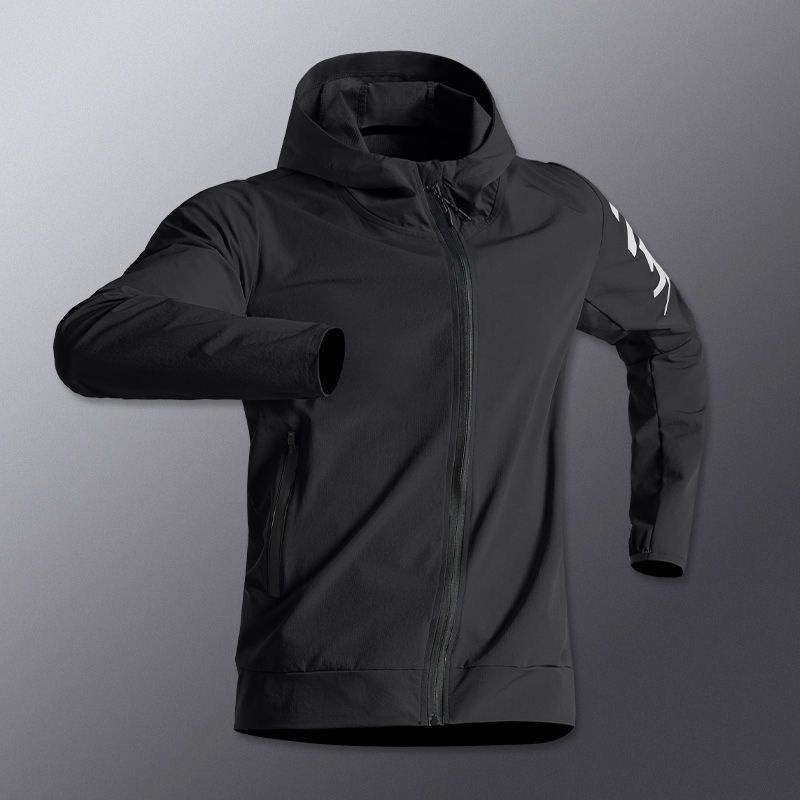 Áo Khoác Gió Thể Thao Có Mũ Trùm Và Khóa Kéo Khô Nhanh Phong Cách Mới Mùa Thu Cho Nam