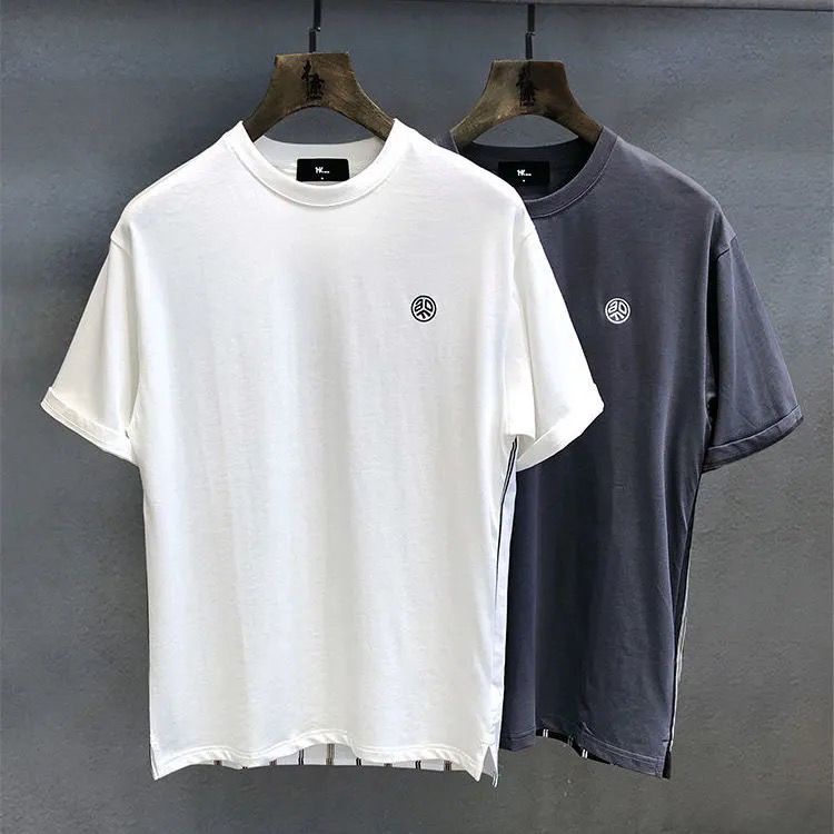 Áo Thun Tay Ngắn Dáng Rộng Họa Tiết Kẻ Sọc Màu Sắc Tương Phản Phong Cách Hàn Quốc Cho Nam