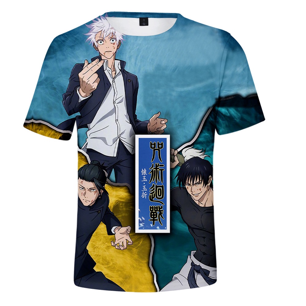 Gp41 jujutsu kaisen Áo Thun Tay Ngắn In Hình anime gojo satoru geto suguru 3d Đơn Giản Thời Trang unisex pl