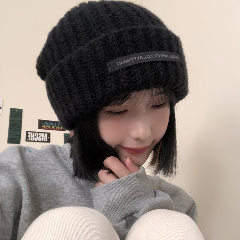1 Mũ Dệt Kim Dày Dặn Màu Trơn Đơn Giản Thời Trang Thu Đông Cho Nam Và Nữ