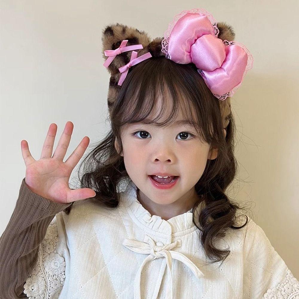 Băng Đô Cài Tóc Bằng Vải Bông Đính Nơ Tai Mèo kitty