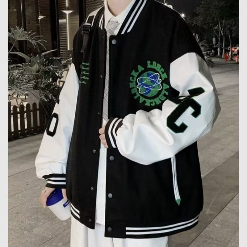 Áo Khoác Bóng Chày Dáng Rộng Thêu Họa Tiết Kiểu retro Mỹ Thời Trang Xuân Thu Cho Nam