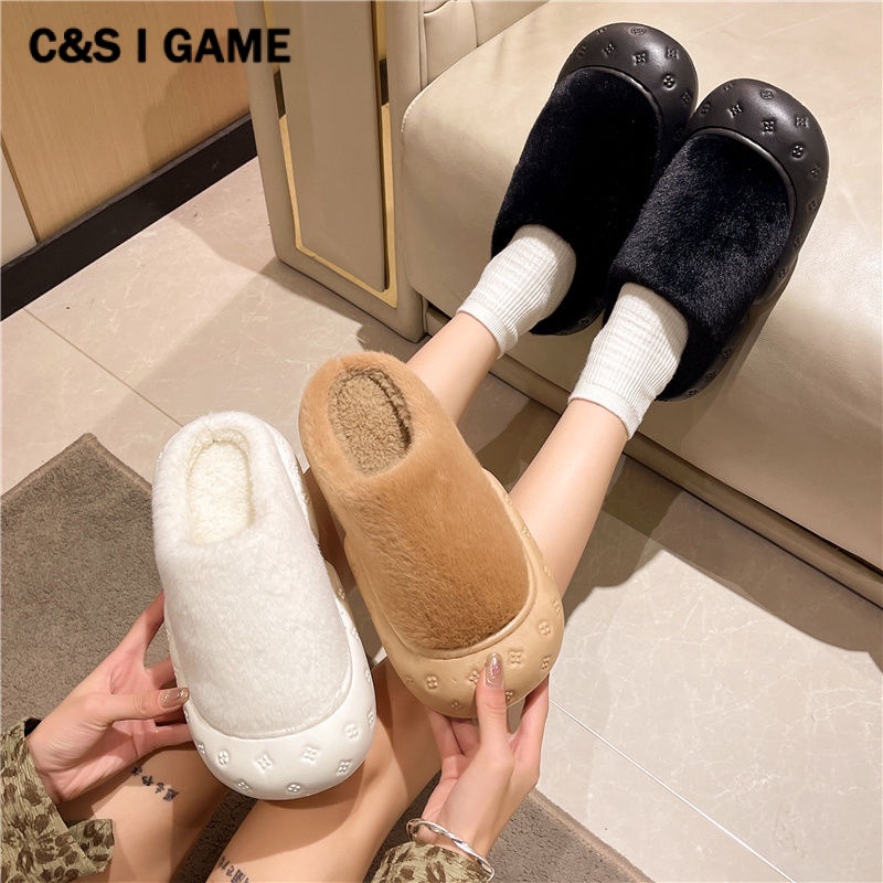 C＆S  dép nữ Dép bông Phủ Lông Dày Đế Cao 5cm Dễ Thương Thời Trang Mùa Thu Đông FDL23A0BEC 42Z231018