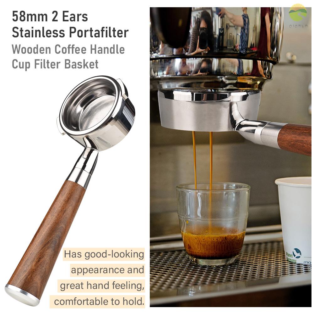 Cốc Lọc Cà Phê 2 Tai 58mm Bằng Nhựa Không Đáy Bằng Thép Không Gỉ Cho gaggia classic evolution Em Bé Mới