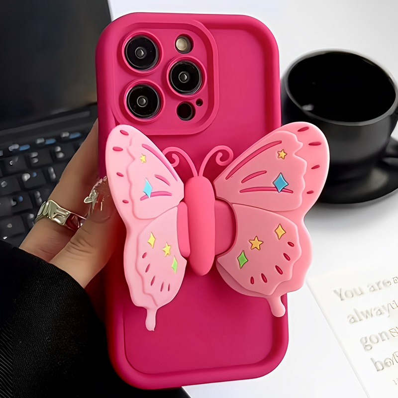 Ốp Điện Thoại Chống Rơi Họa Tiết Bướm Hồng Đơn Giản Cho iphone 7 7 plus 8 8 plus xs xr 11 12 13 14 15 pro plus promax