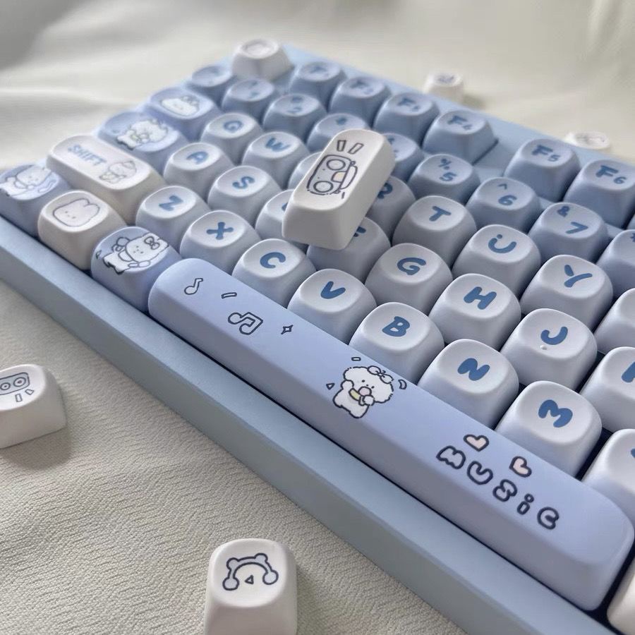 Keycap ban nhạc cún con, keycaps 139 phím, chiều cao MOA, nhuộm thăng hoa PBT, thích hợp cho bàn phím phím 87/68/84/104/108