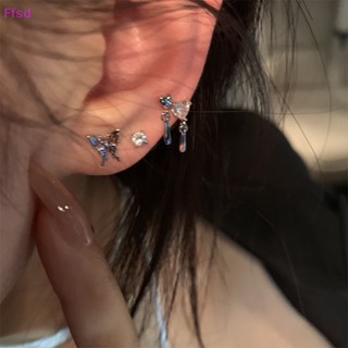 Luimo Bộ 6 Khuyên Tai Bạc Hình Trái Tim / Bướm Đính Đá Thời Trang Hàn Quốc Cho Nữ