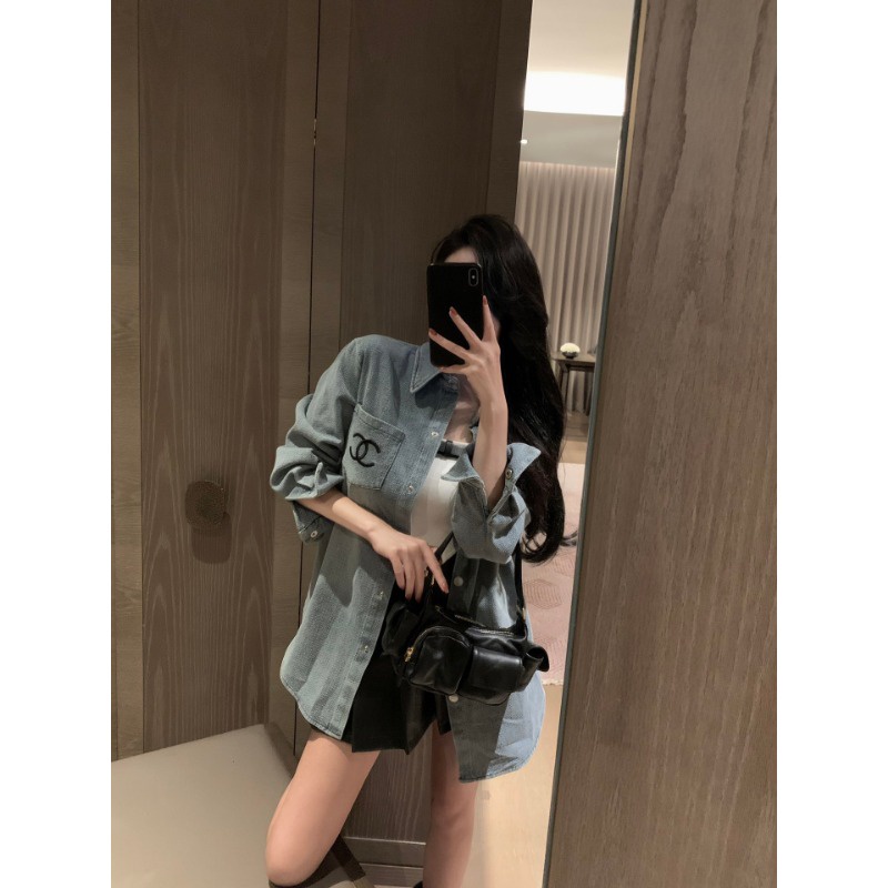 ❤️❤️Hàng Có Sẵn! ❤️❤️ Áo Sơ Mi denim Dài Tay Thêu Họa Tiết Thời Trang 2023 Mới Cho Nữ