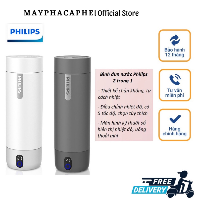 Bình Đun Nước Mini PHILIPS AWP2791, Có Chỉnh Nhiệt 45-99°C, Dung Tích 0,4L, Nhập Đức, BH 12 Tháng, Mayphacaphe_86