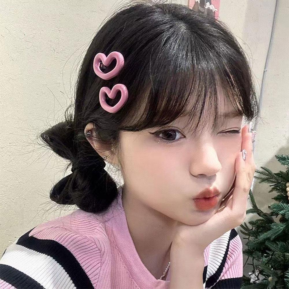 Kẹp Tóc Trang Trí Hình Ngôi Sao / Trái Tim Màu Hồng Ngọt Ngào q7z3