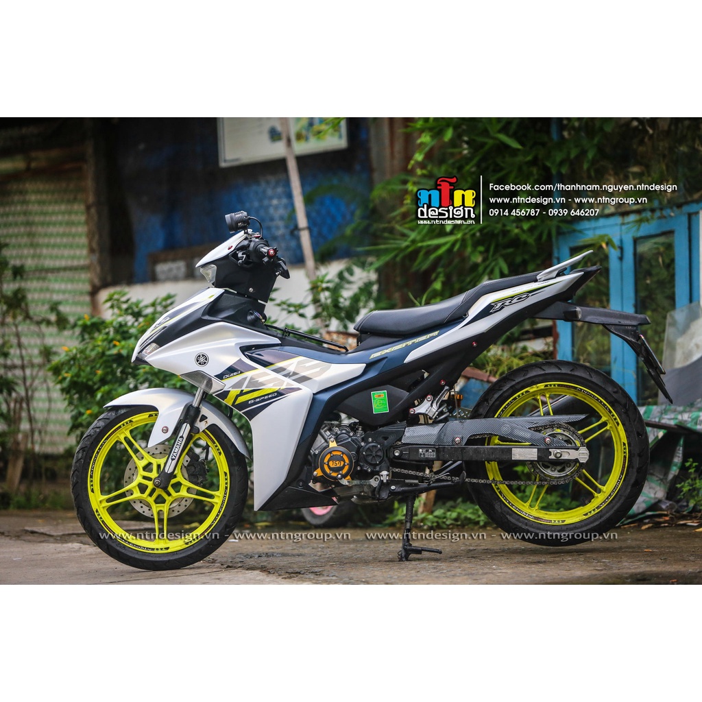 Tem rời Exciter 155 mẫu RC 2023 xanh vàng dán xe trắng siêu ngầu