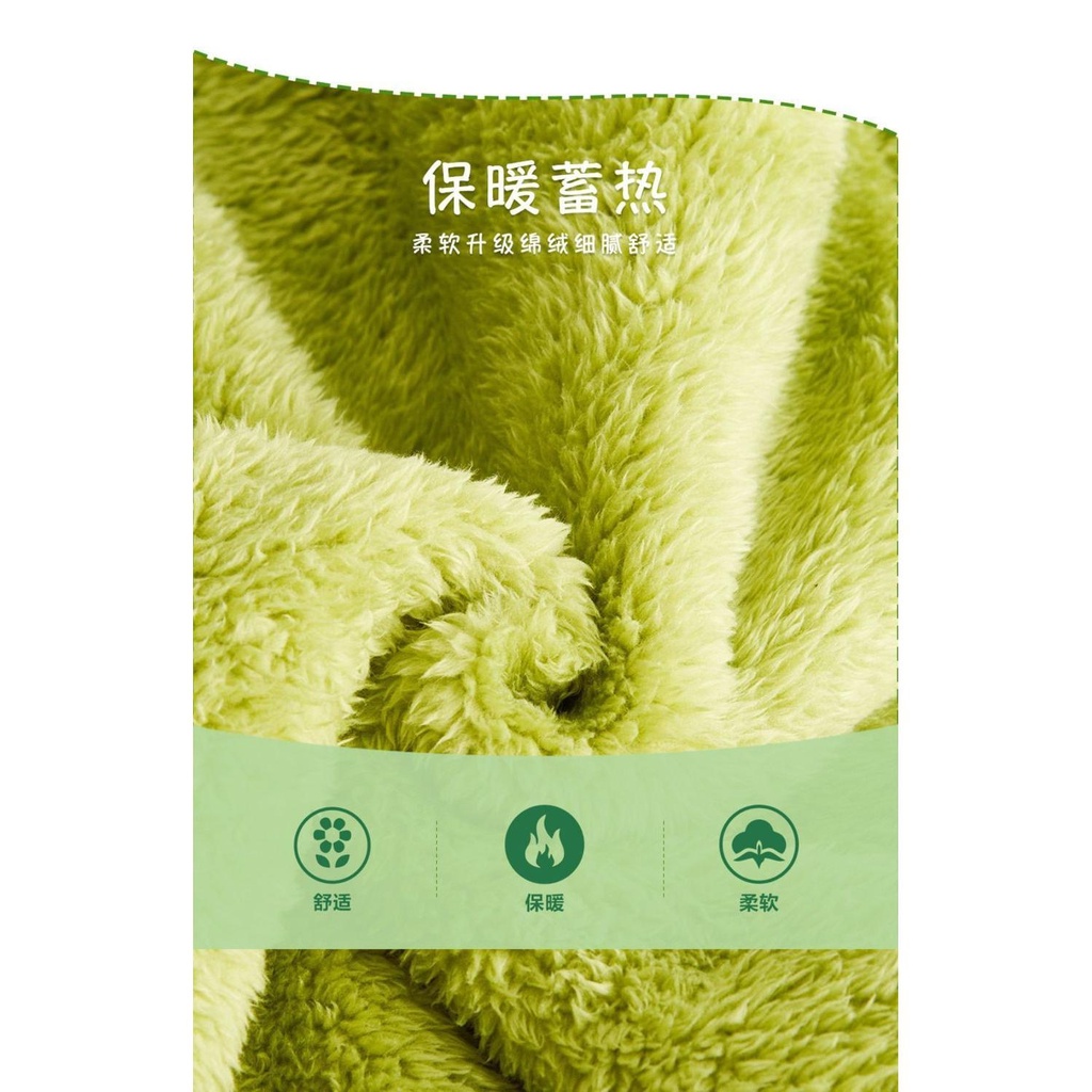 Bộ Đồ Ngủ Lông Cừu San Hô Dày Dặn Hình Cáo Nhỏ Khủng Long Mùa Thu Đông Cho Nữ