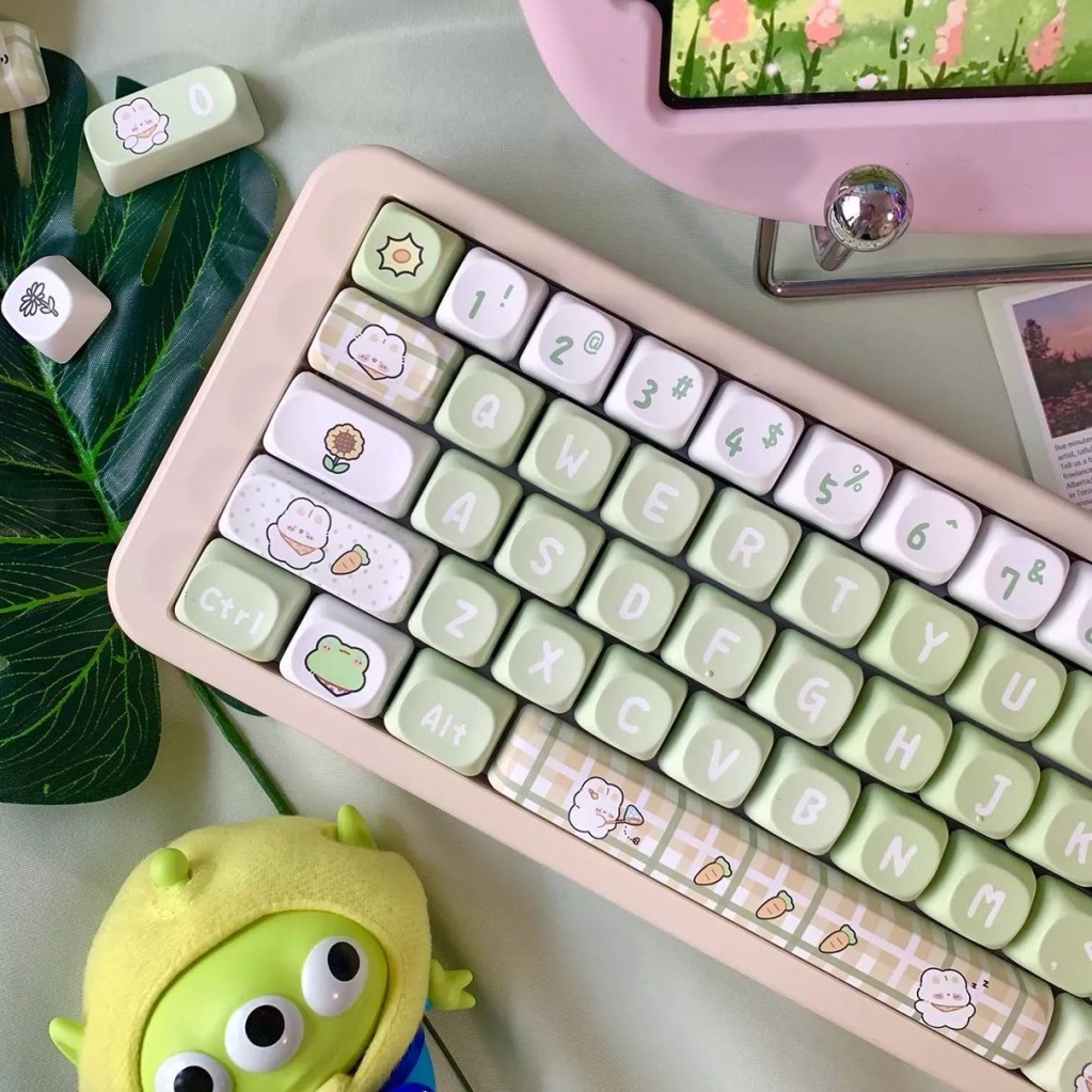 Keycap chủ đề Spring Outing Rabbit, keycaps 123 phím, chiều cao ROA, thăng hoa PBT, phù hợp với bàn phím phím 87/68/84/104/108 ​