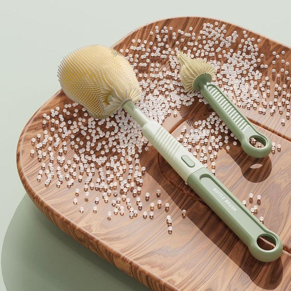 Bộ Cọ silicone Làm Sạch Bình Sữa Em Bé Thiết Kế Tay Cầm Dài Xoay 360 Độ