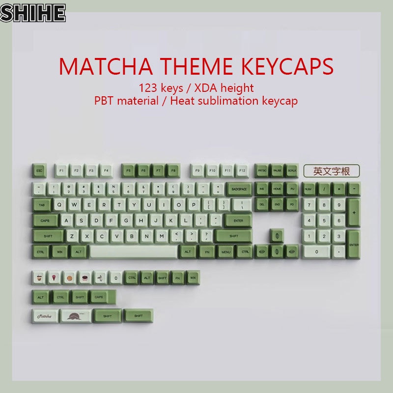 SHIHE Matcha Pbt Thăng Hoa Keycaps Bàn Phím Cơ Keycaps Xda Chiều Cao Cá Nhân Keycaps Chống Dầu Và Chống Mài Mòn Thoải Mái Khi Chạm Vào