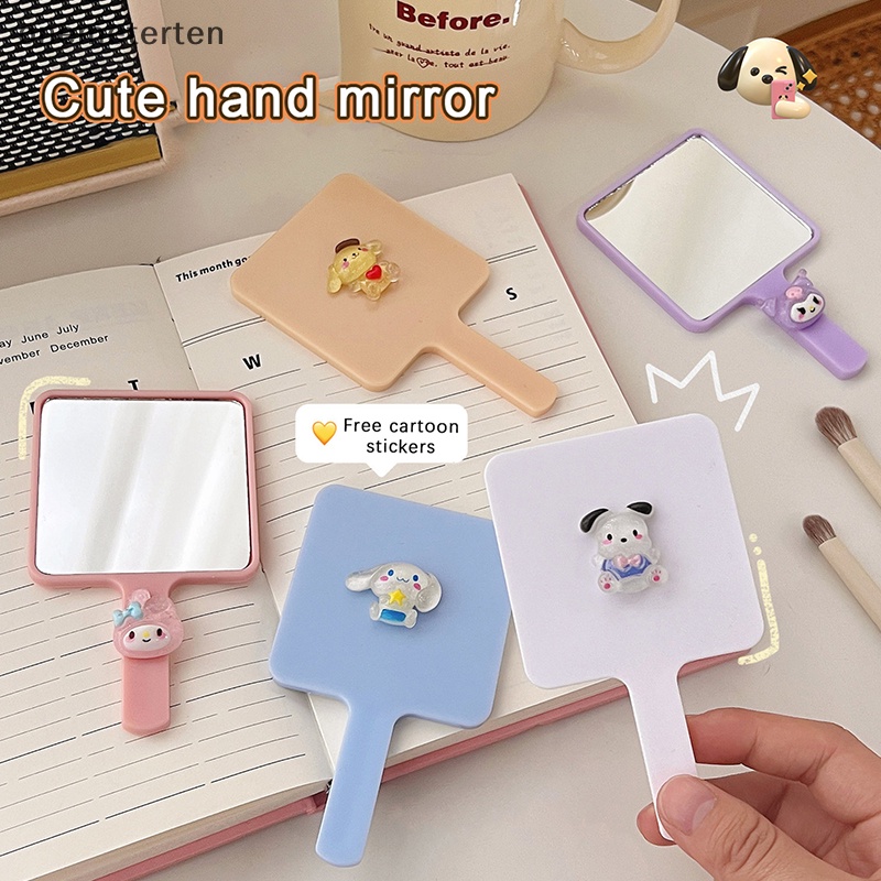Rten Gương Trang Điểm Cầm Tay Hình Vuông Nhỏ Gọn Họa Tiết Hoạt Hình Xinh Xắn Cho Nữ