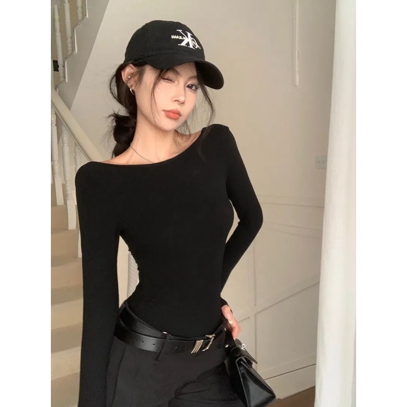 Áo Thun Tay Dài Ôm Dáng Thời Trang Mùa Thu Cho Nữ
