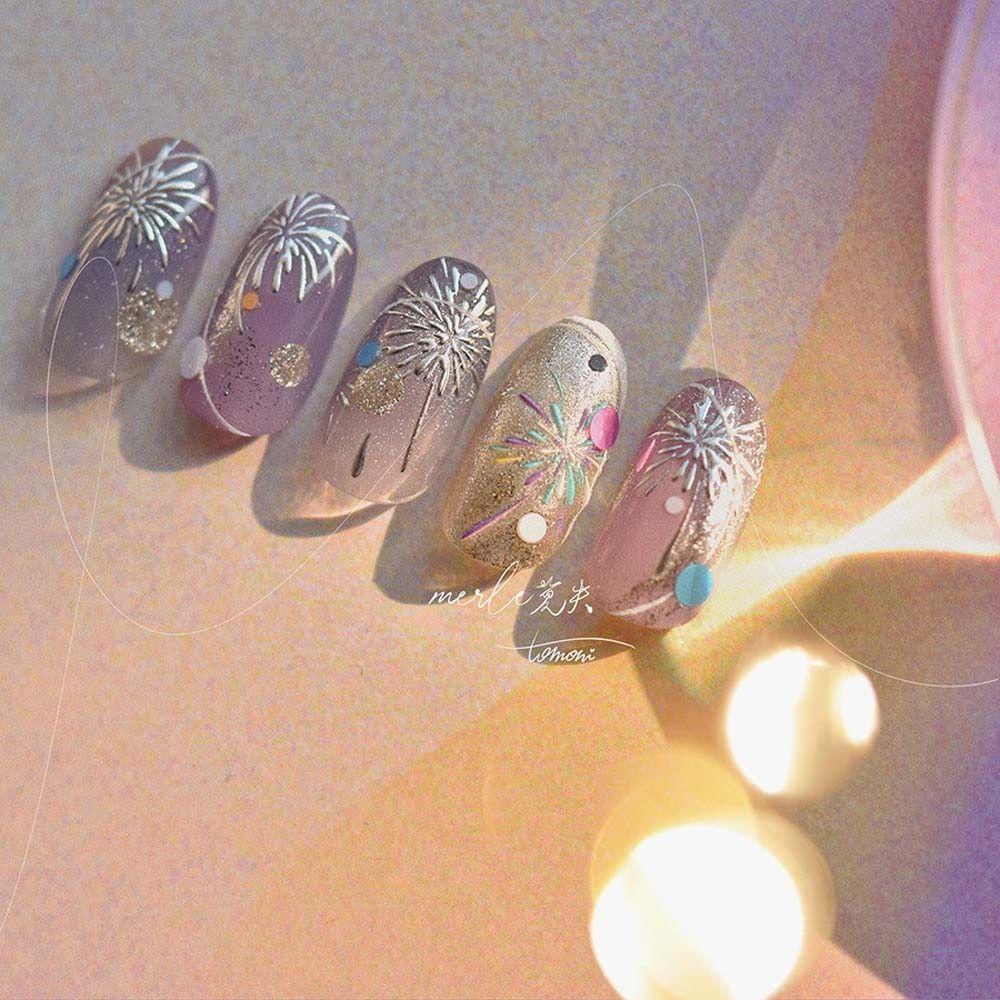 Nhãn Dán Trang Trí Móng Tay Pháo Hoa Màu laser diy