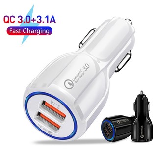 Qc3.0 + 3.1A Bộ sạc ô tô 2 cổng Sạc nhanh 12-24V Cho tất cả các mẫu điện thoại Bộ chuyển đổi USB kép Bộ chia ổ cắm