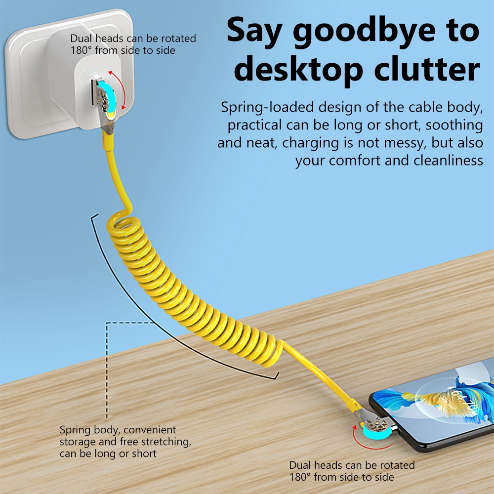 180° Dây Cáp Sạc Nhanh Xoay Được Cho xiaomi huawei sam ip 15