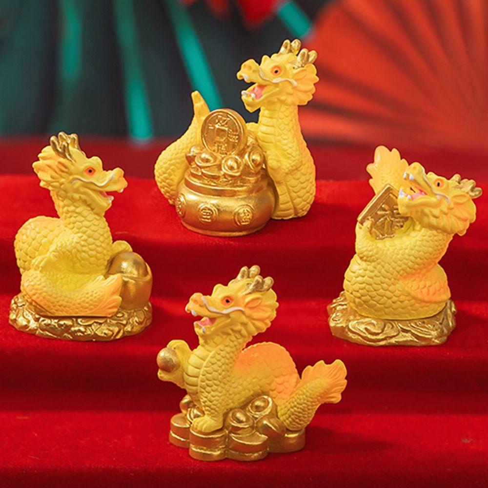 1 Tượng Rồng Vàng mini Trang Trí Tiểu Cảnh / Xe Hơi / Năm Mới