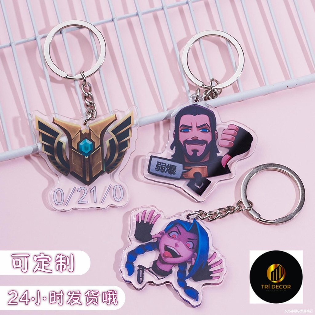 Mặt dây chuyền ngoại vi Liên Minh Huyền Thoại, móc khóa yếu, gói biểu cảm hoạt hình LOL, mặt dây chuyền Jinx vui nhộn,