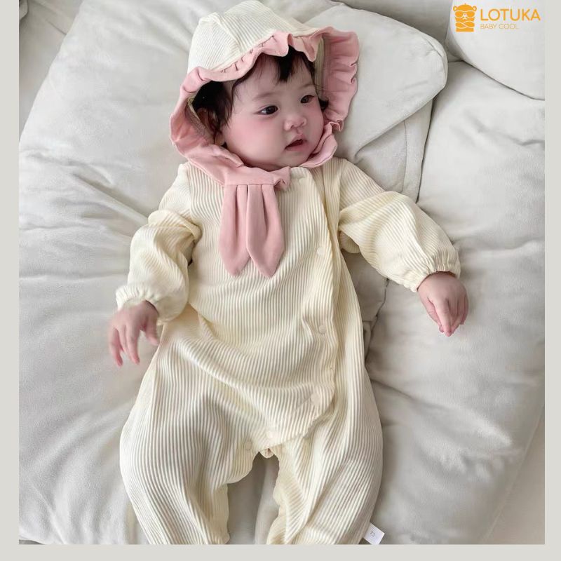 Body Len Tăm Tai Thỏ Dễ Thương Ấm Áp Cho Bé Gái, Bodysuit LOTUKA Cho Bé, Quần Áo Trẻ Em Size 3-12kg