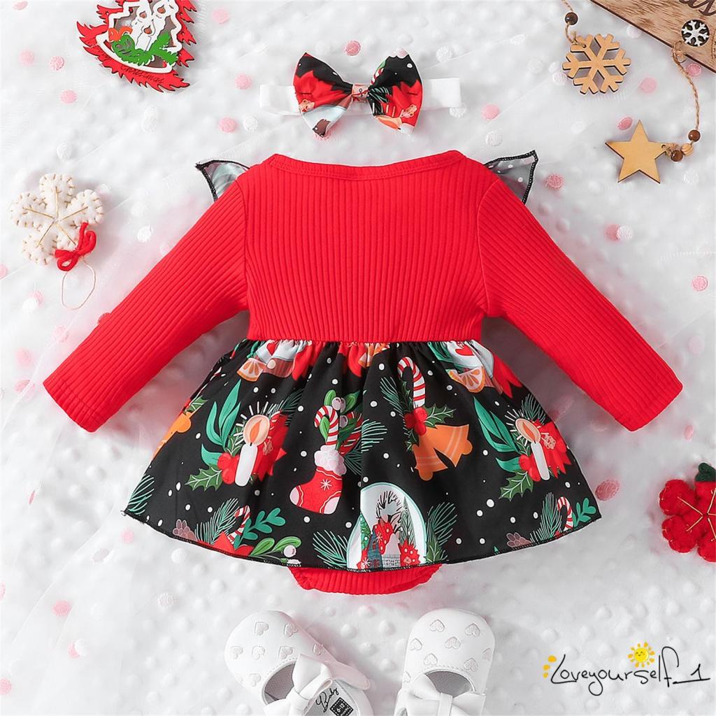 Set Đồ Giáng Sinh 2 Món Gồm Áo Tay Dài Và Băng Cài Đầu In Họa Tiết Hoạt Hình Cho Bé Gái Sơ Sinh b930g