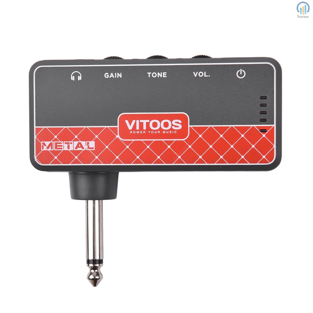 VITOOS Metal Guitar Headphone Amplifier Amp with Aux In - Audio Amp for Connecting External Devices