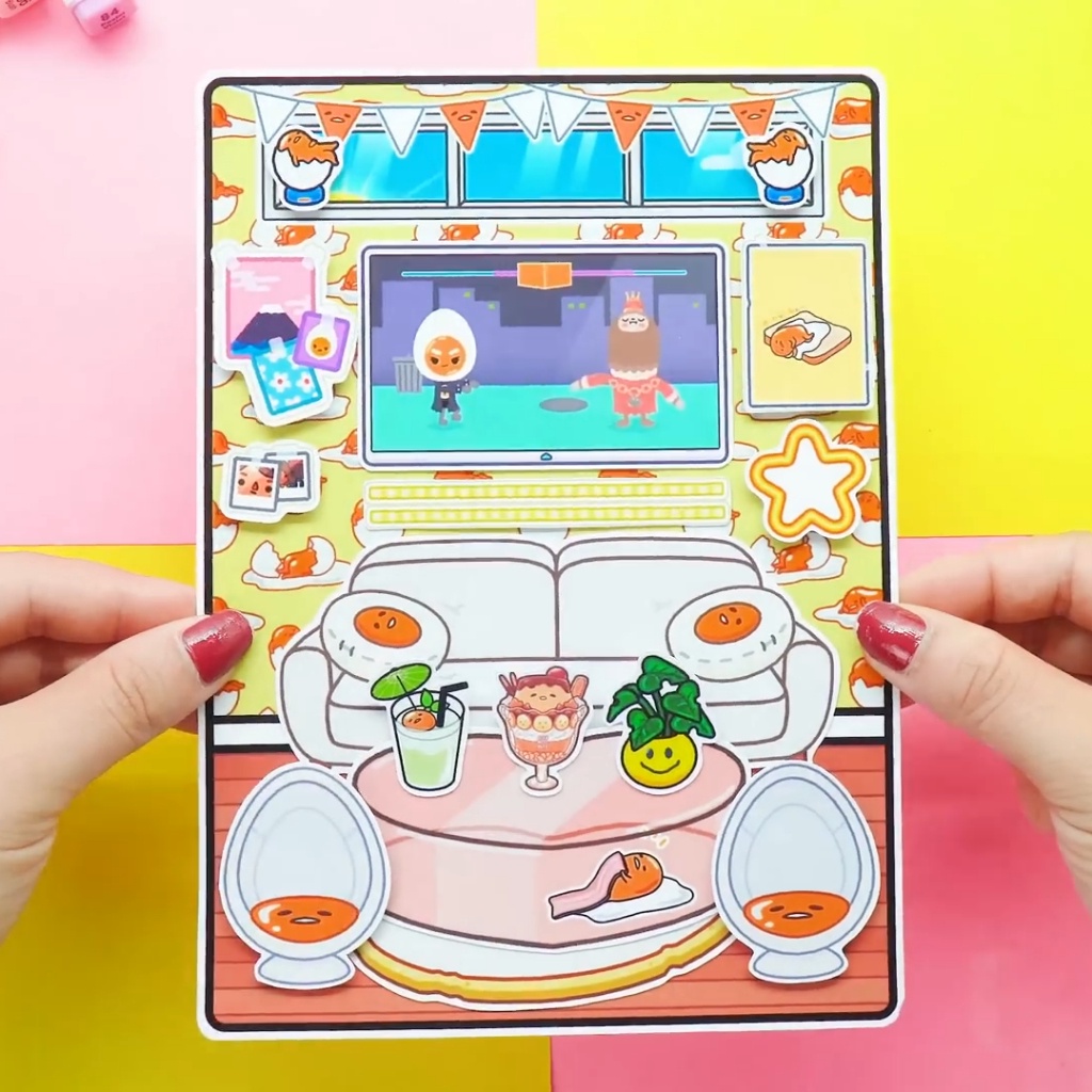 Học liệu bóc dán tocaboca gudetama house ngôi nhà công chua h29 Zin Càu Vòng