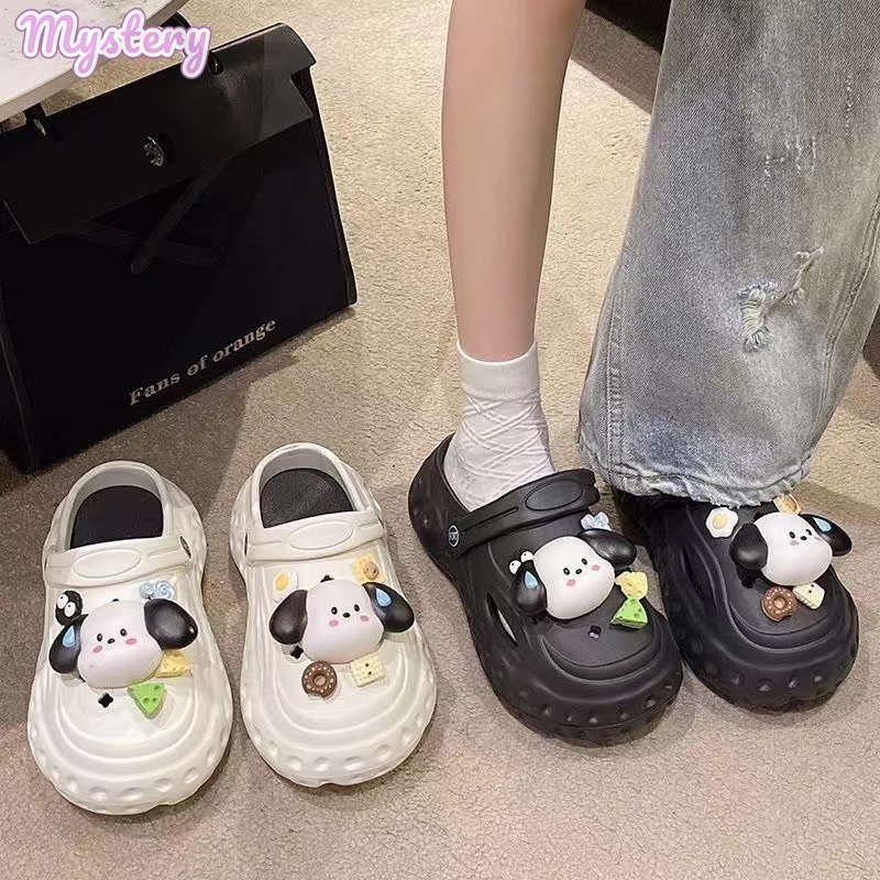 Dép Đi Biển Đế Dày Mềm Mại Thấm Hút Mồ Hôi Phối Lỗ Thời Trang Cho Nữ