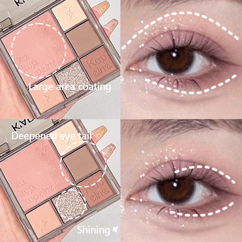 Bảng Phấn Trang Điểm Mắt Tạo Khối Má Hồng 6 Màu Lấp Lánh Có Chất Lì Dành Cho Trang HB