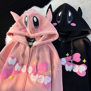 Áo khoác hoodie dáng rộng dễ thương thời trang thu đông cho cặp đôi