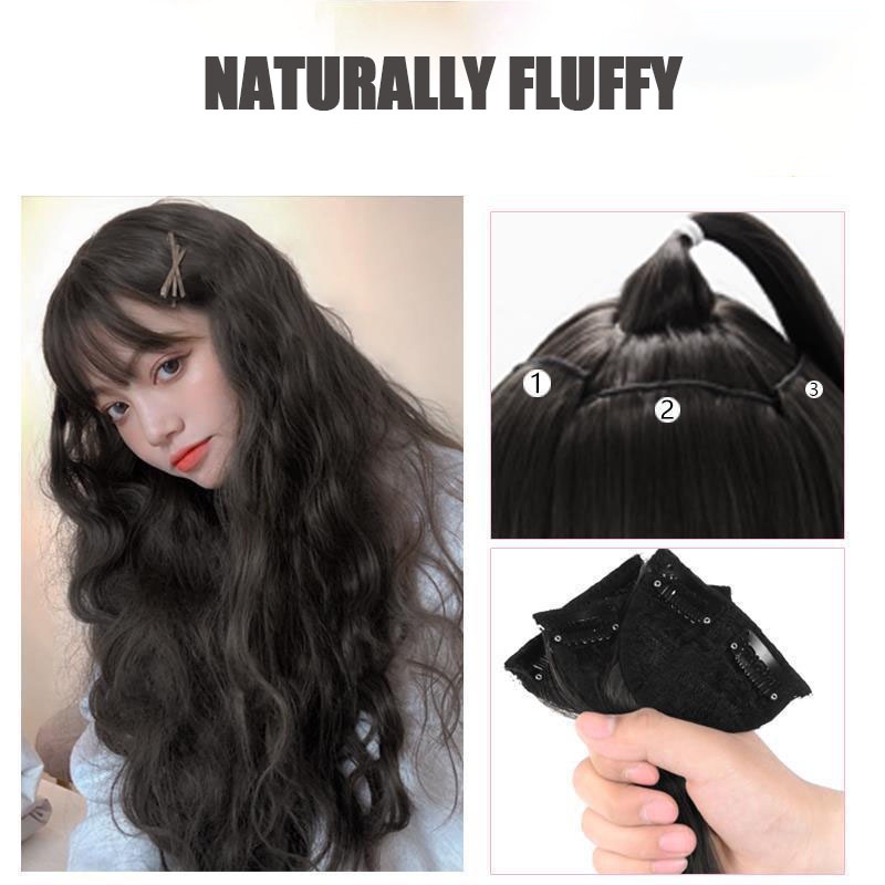 50cm Tóc giả kẹp xoăn sóng làm dày tóc, combo 3 dải kẹp, sợi tơ cao cấp mềm đẹp