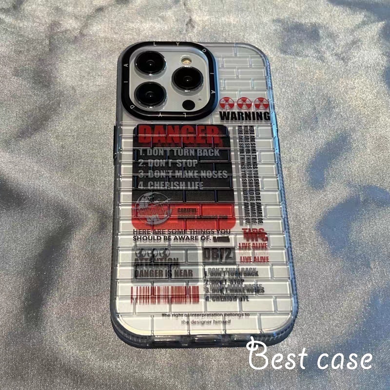 Ốp Điện Thoại Họa Tiết Gạch Cảnh Báo Cho iphone 14 13 12 11 pro max