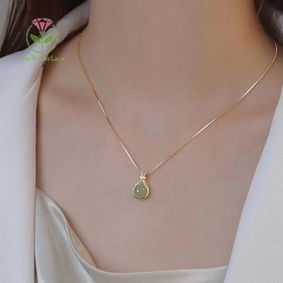 Vòng cổ ngọc hetian vàng 18k kim loại không mòn thời trang nữ phụ kiện trang sức