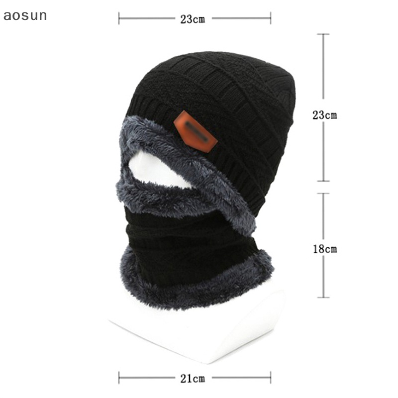 Aosun Mũ beanie Kèm Khăn Choàng Cổ Giữ Ấm Mùa Đông Cho Nam Và Nữ