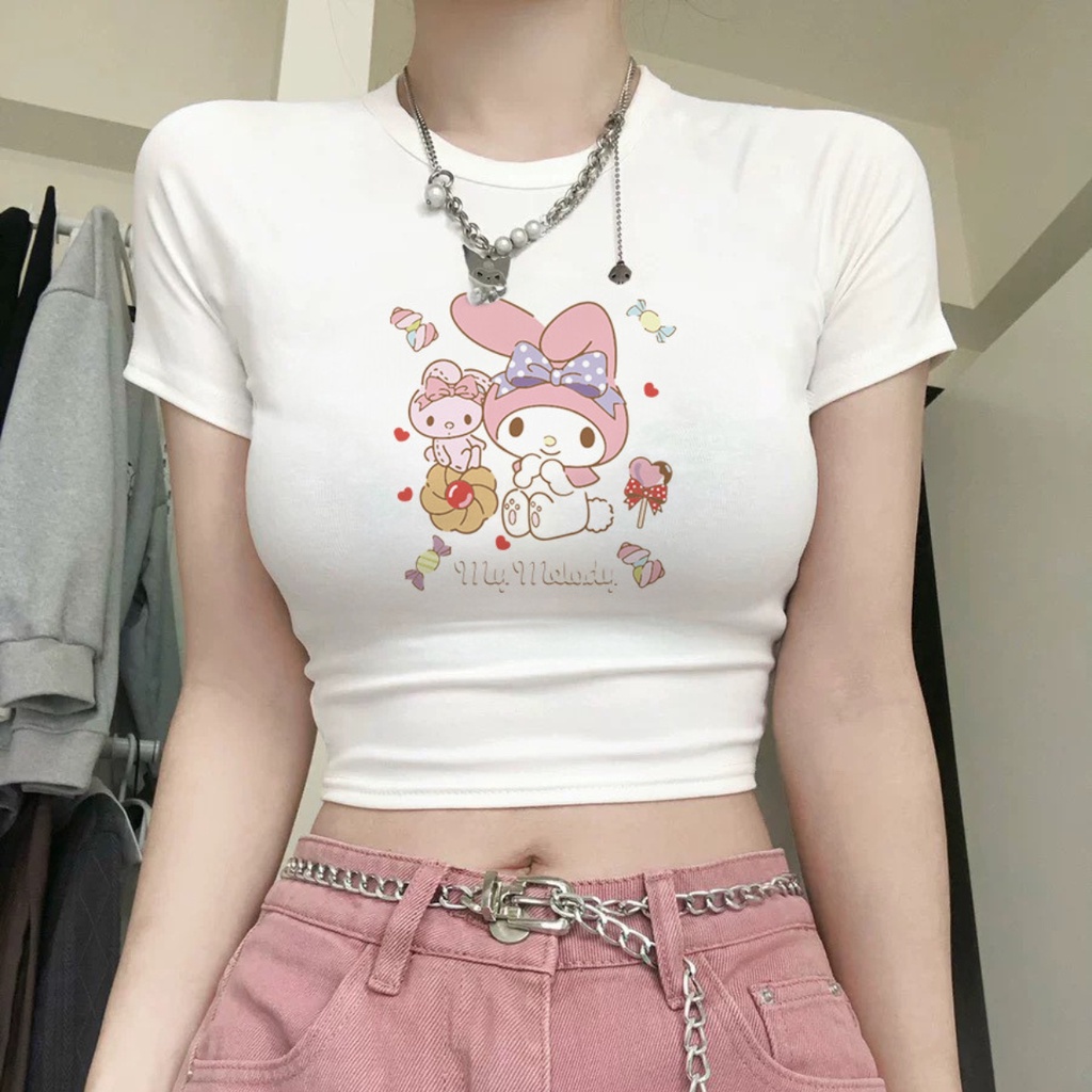 Áo croptop tay ngắn PINKSTORE29 in hình Gấu Melody dễ thương A5943