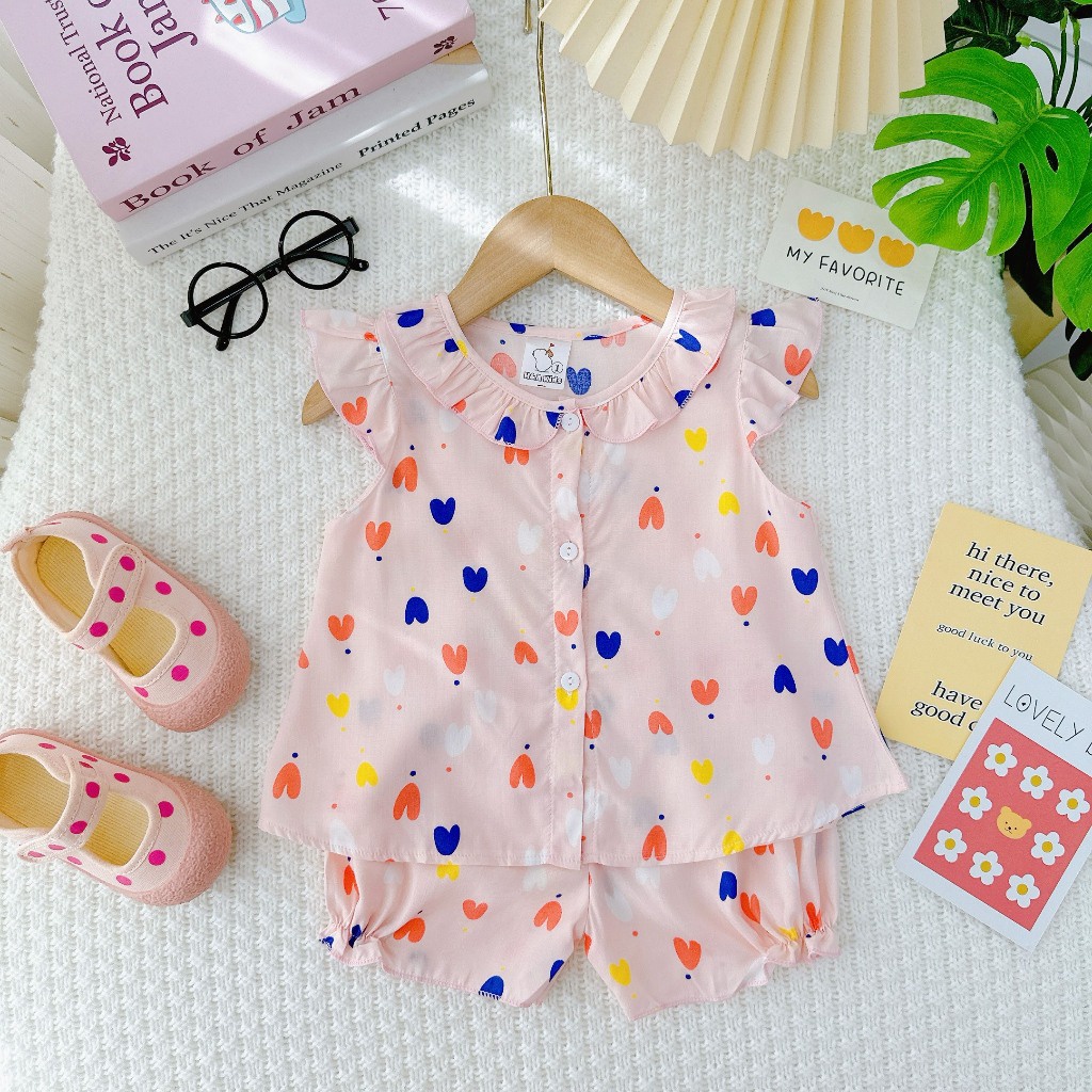 Đồ bộ mặc nhà vải tôn -Mẫu sơ mi cài cúc mềm mịn mát kiểu dáng xinh xắn đáng yêu cho Bé Gái - MeGauu